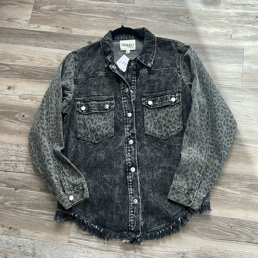 Leopard & Black Denim Jacket